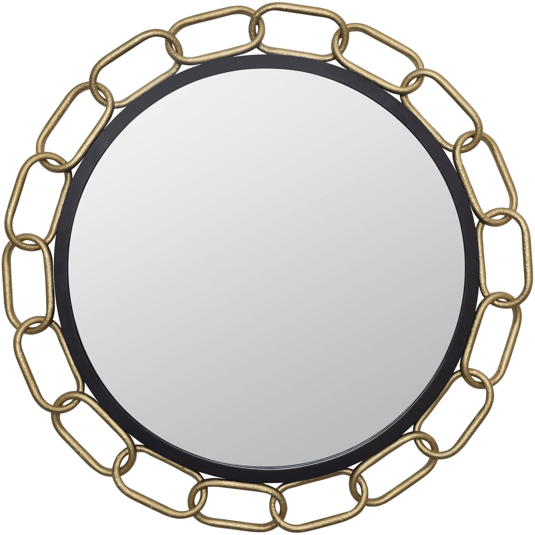 Chains of Love 30 X 30 inch Matte Black and Textured Gold Wall Mirror