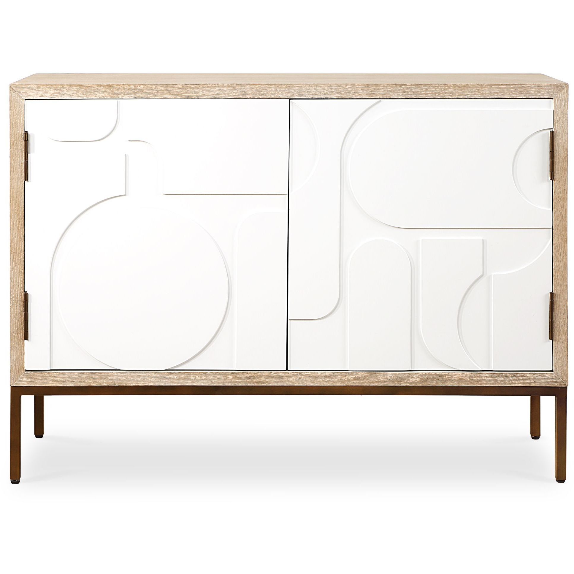 Weimar Natural Fir Veneer and Cream with Bronze 2 Door Cabinet