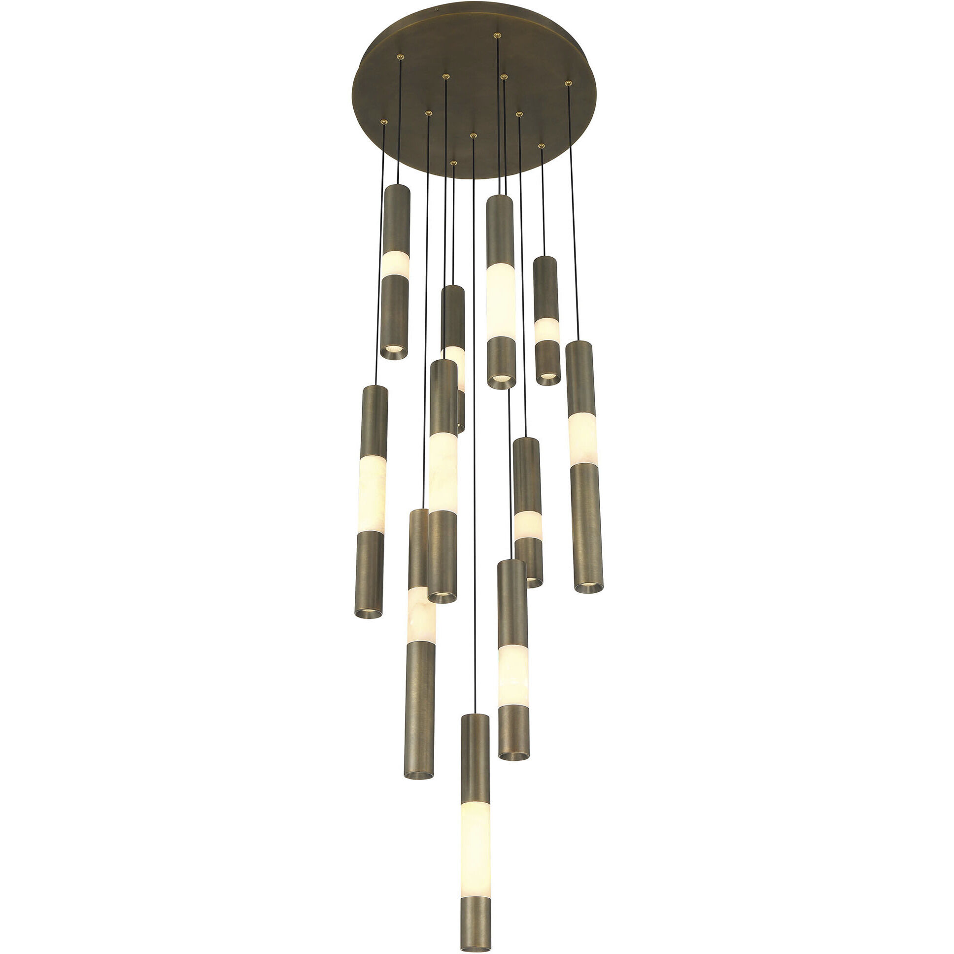 Ronda LED 20 inch Weathered Brass Multi Drop Chandelier Ceiling Light