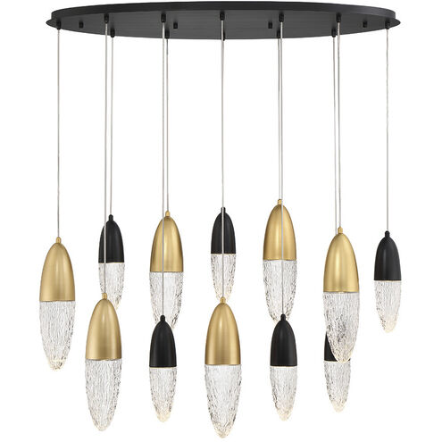 Ecrou Linear Chandelier Ceiling Light in Gold and Black