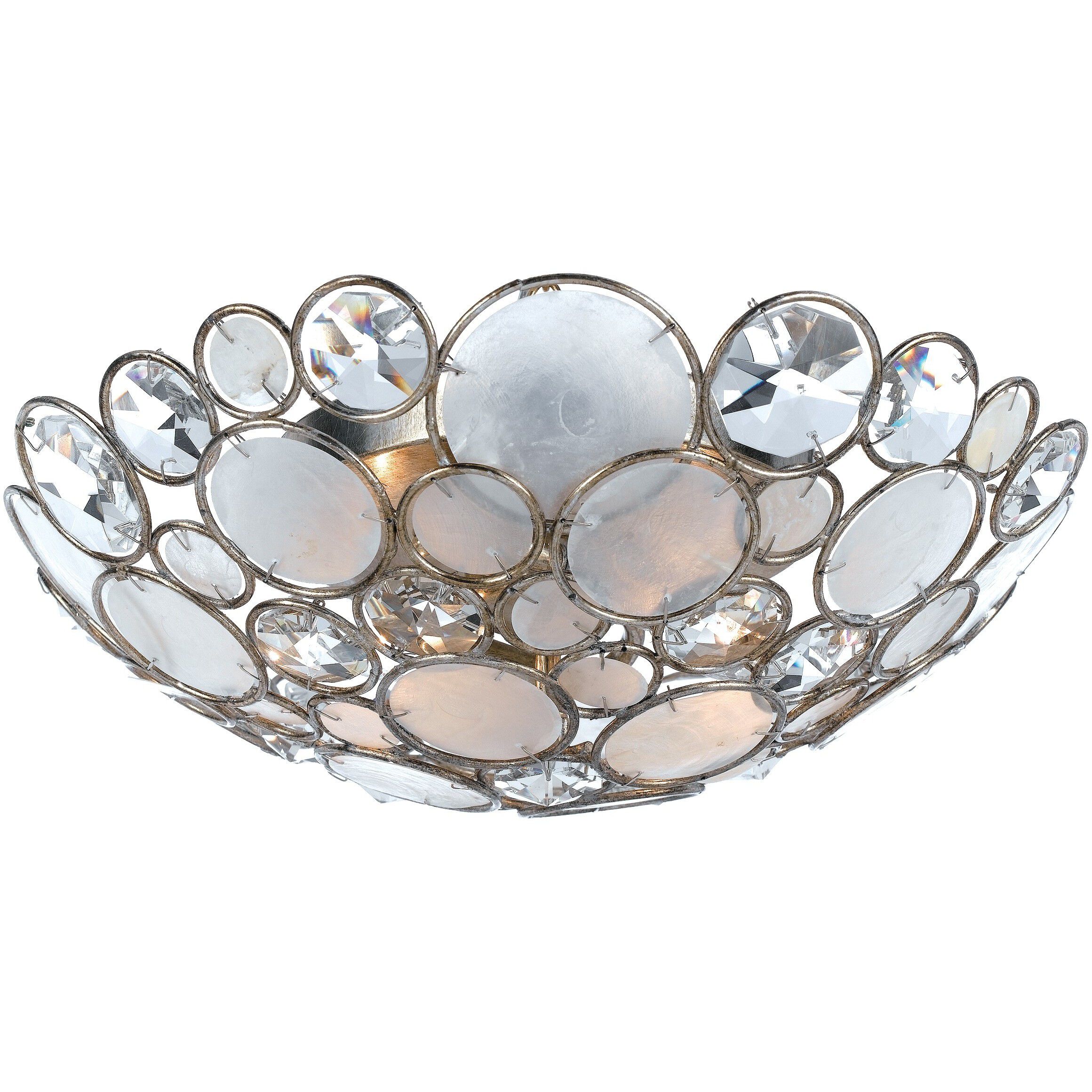 Palla 3 Light 16 inch Antique Silver Flush Ceiling Light