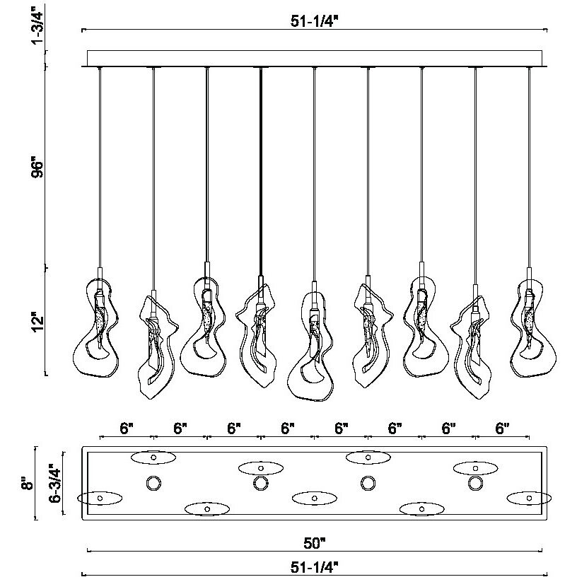 Norah Linear Chandelier Ceiling Light in Gold