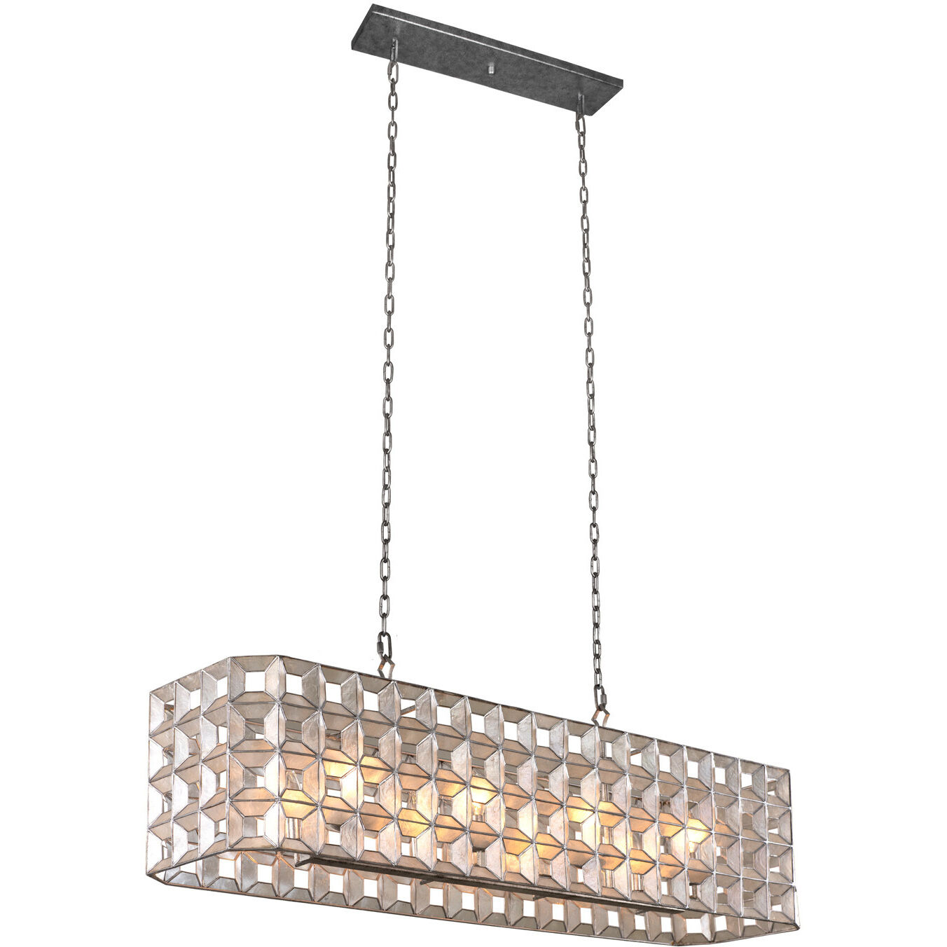 Prado Island Linear Ceiling Light in Oxidized Silver Leaf