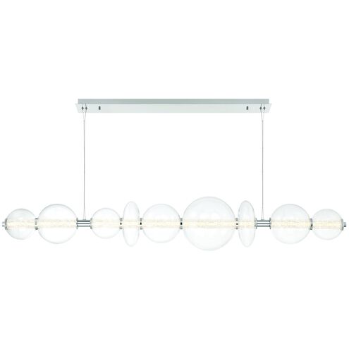 Atomo Linear Chandelier Ceiling Light in Chrome, Clear