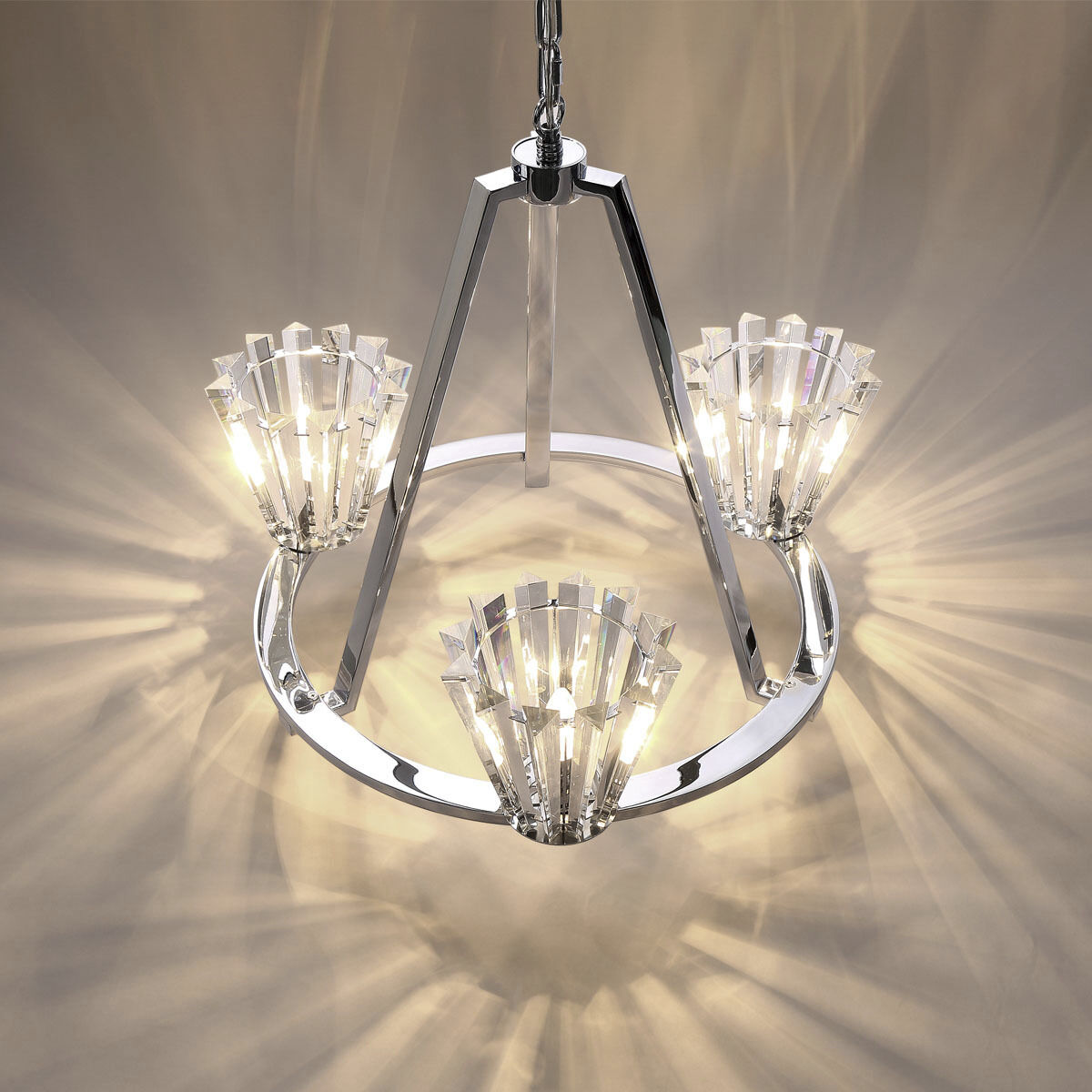 Ricca 3 Light 28.5 inch Chrome Chandelier Ceiling Light