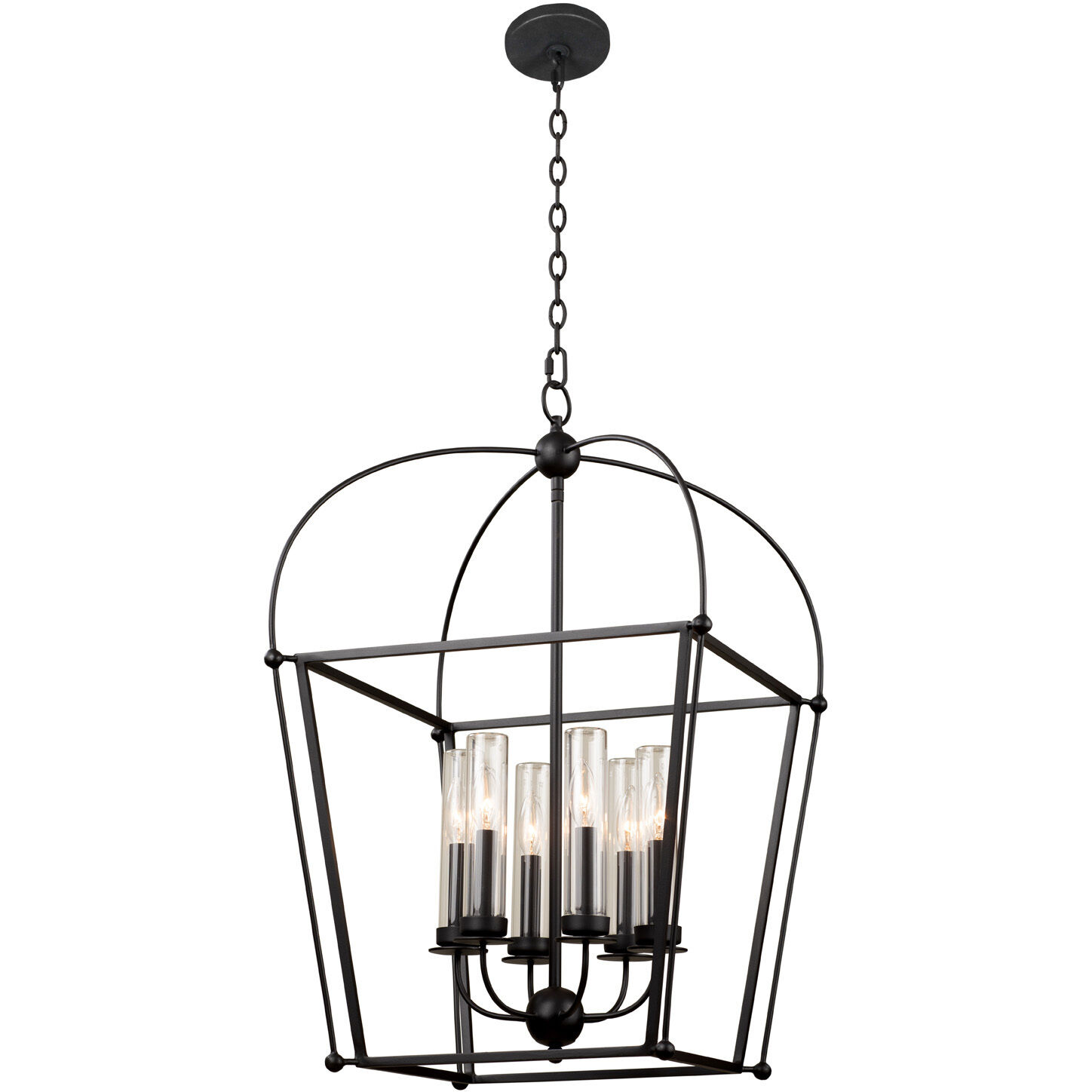 Sutter 6 Light 27 inch Smooth Matte Black Pendant Lantern Ceiling Light