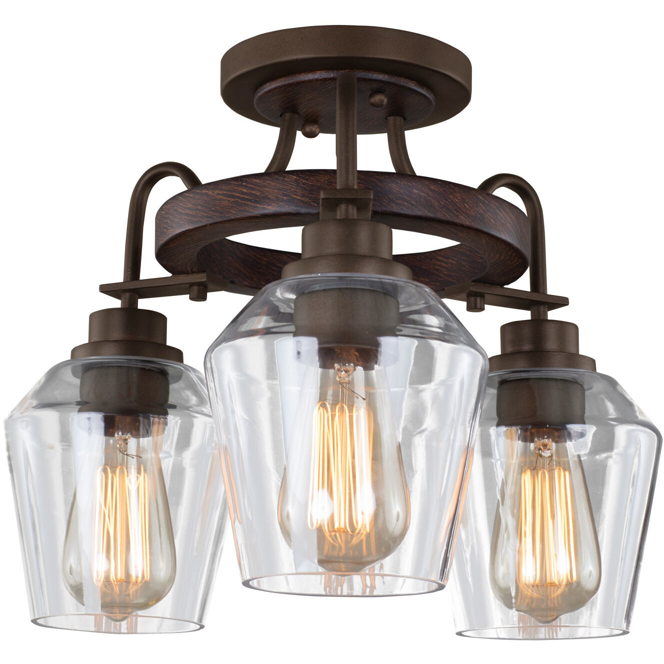 Allegheny 3 Light 16 inch Brownstone Semi Flush Mount Ceiling Light