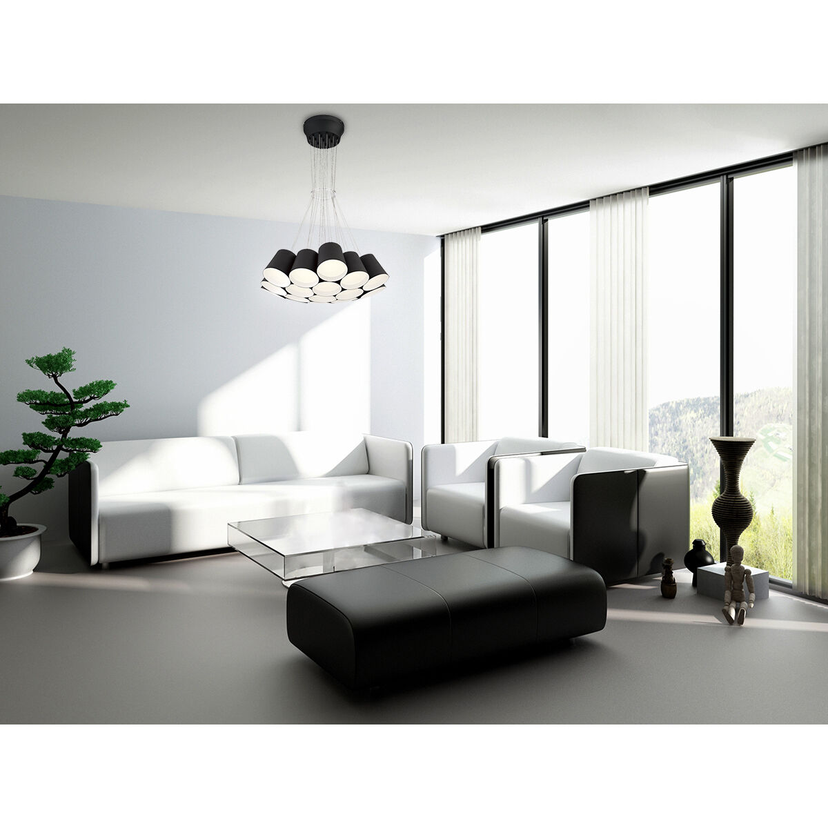 Borto LED 20 inch Grey Chandelier Ceiling Light