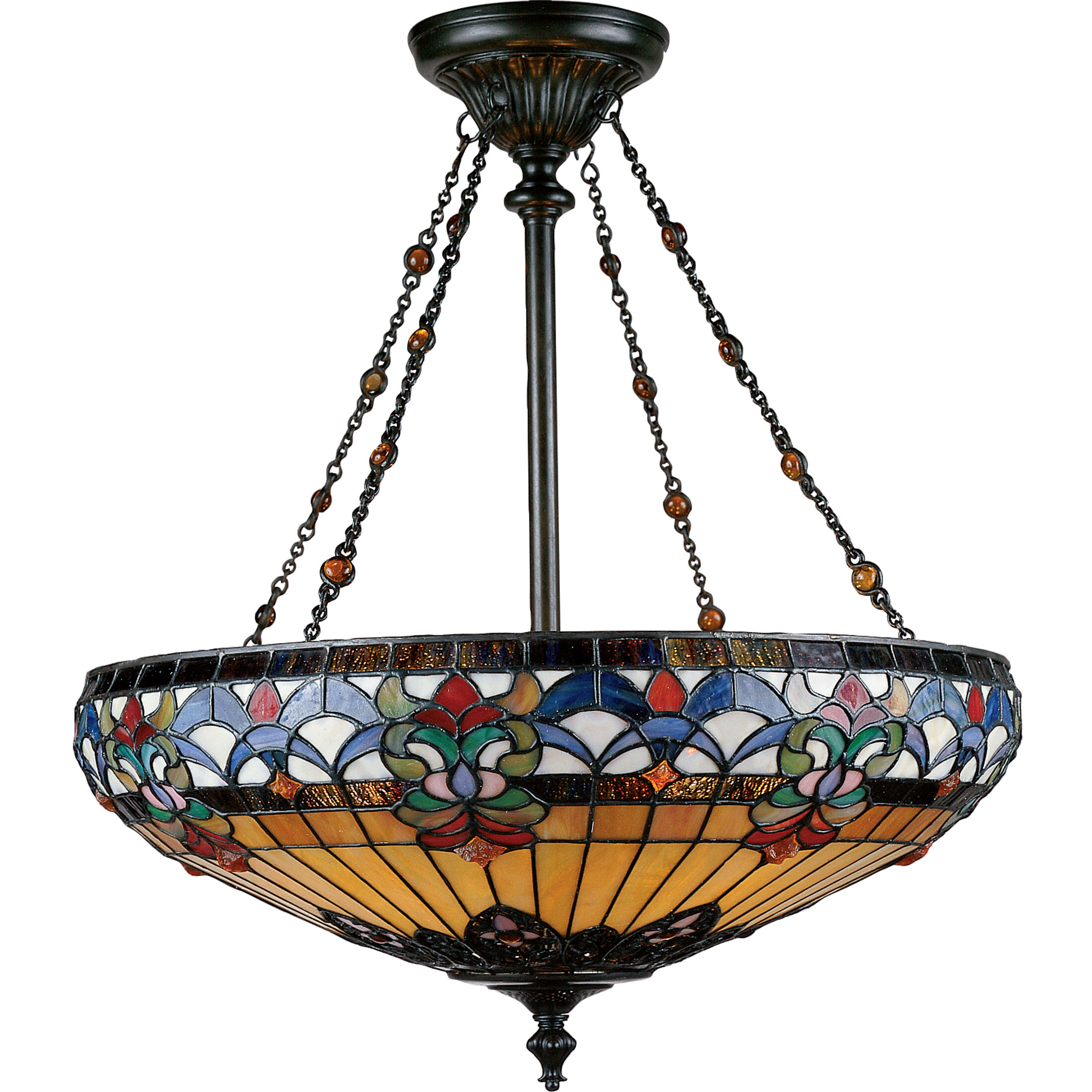 Belle Fleur 4 Light 23 inch Vintage Bronze Pendant Ceiling Light, Naturals