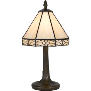 Tiffany 14 inch 40 watt Antique Brass Accent Table Lamp Portable Light