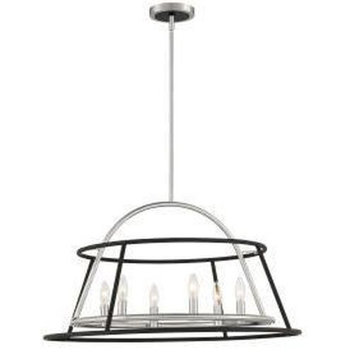 Campana 6 Light 3 inch Satin Nickel/black Chandelier Ceiling Light