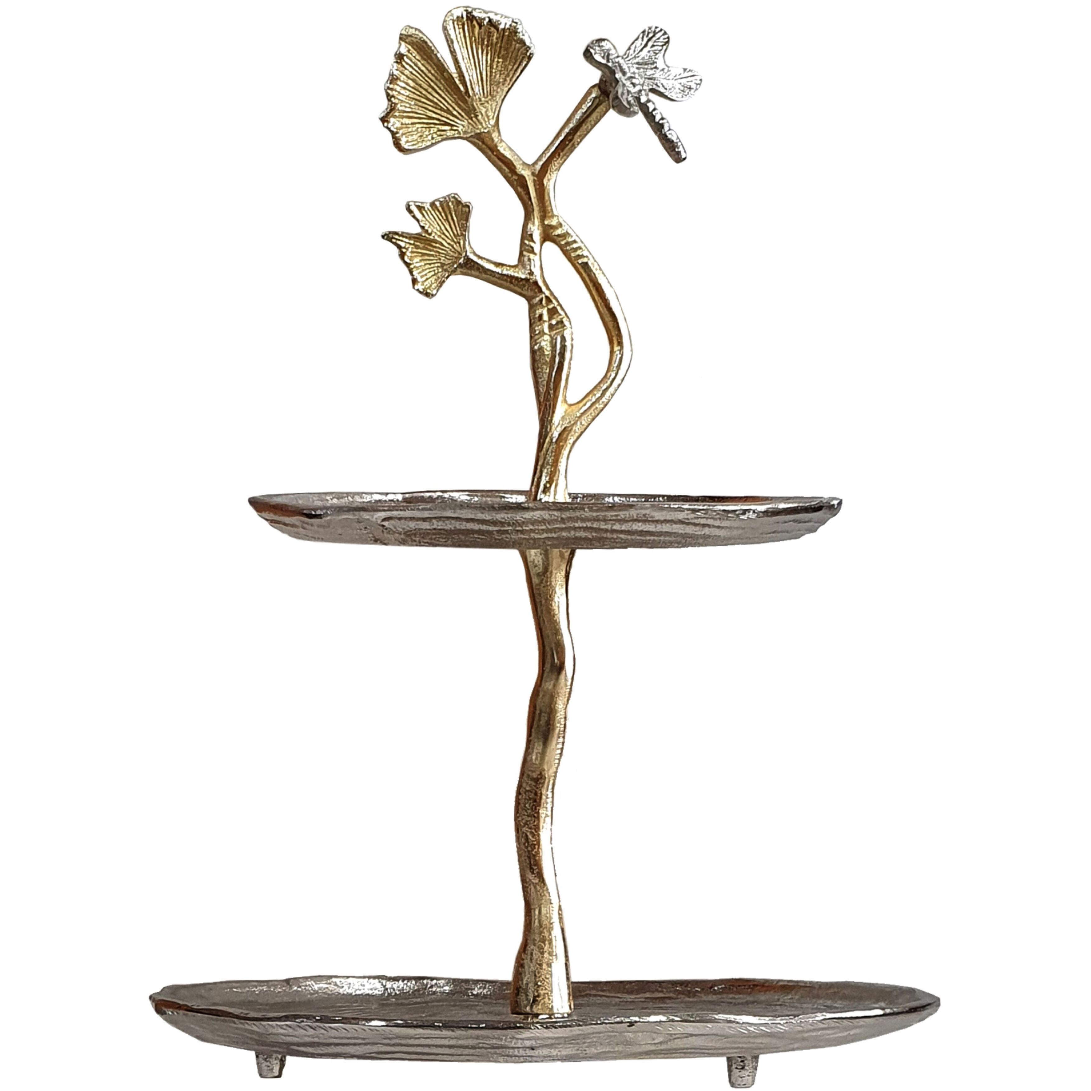 Cherry Blossom Silver/Gold Serving Stand