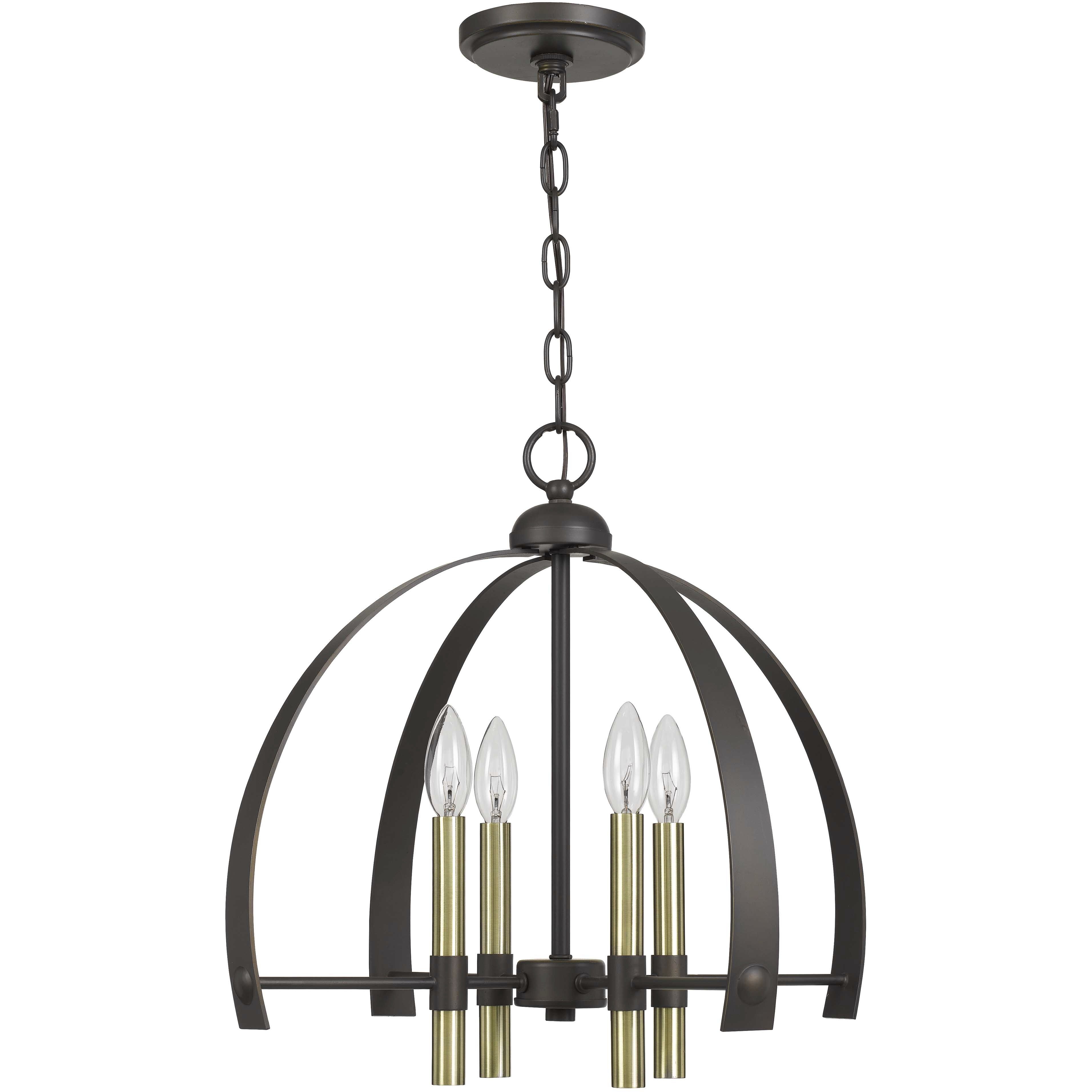 Utica 4 Light 19 inch Antique Brass with Bronze Chandelier Ceiling Light
