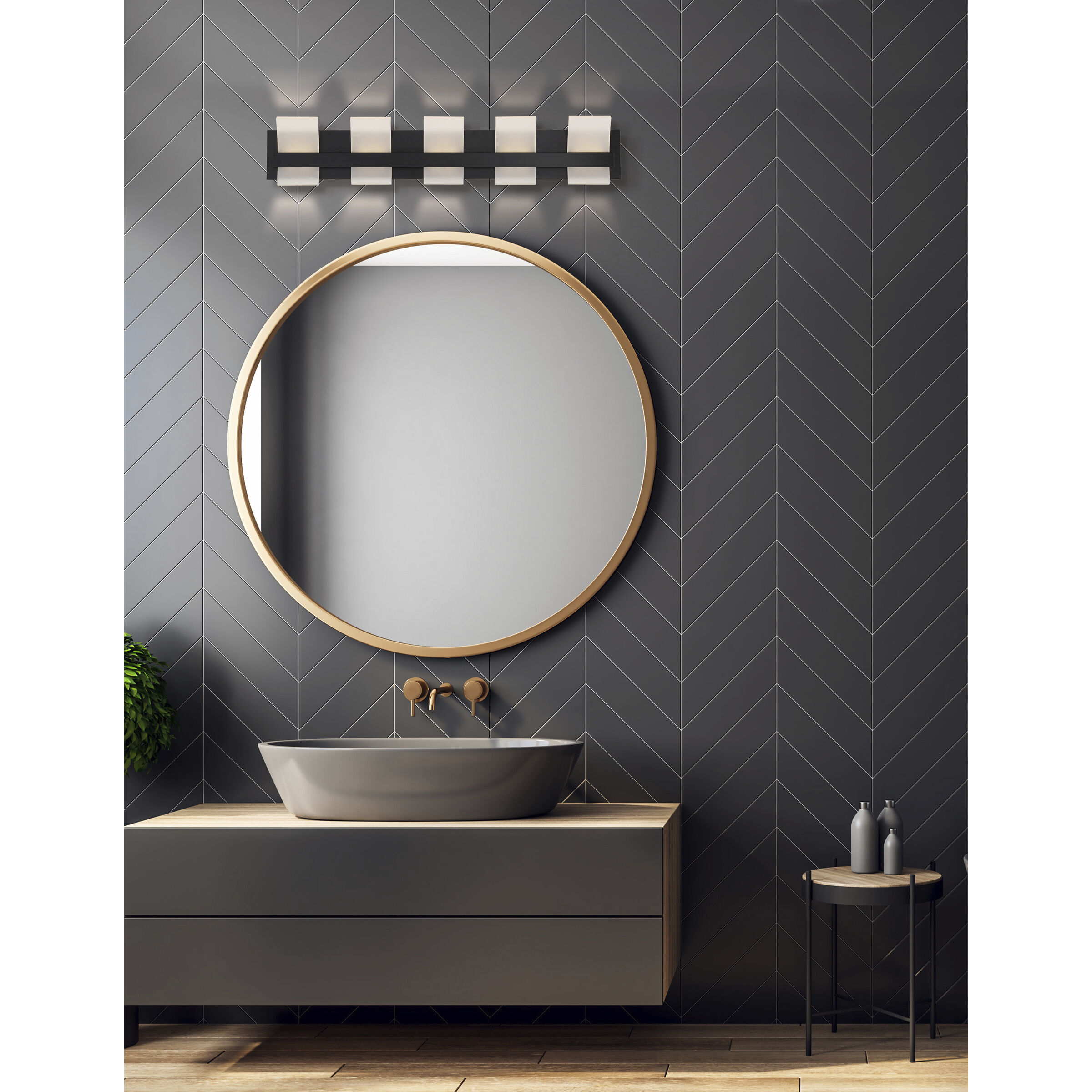 Cambridge LED 36.25 inch Black Vanity Light Wall Light