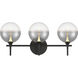 Iissa 3 Light 23.63 inch Black Vanity Light Wall Light in Smoke
