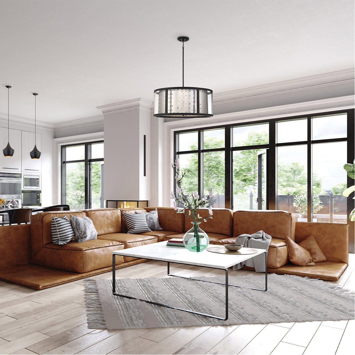 Grado 6 Light 25 inch Gold Pendant Ceiling Light