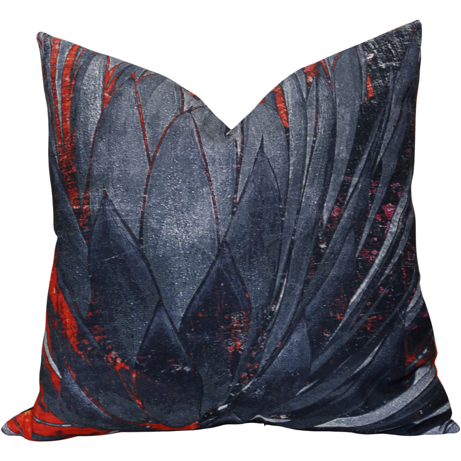 Jonas 24 X 6.5 inch Dark Blue and Saffron Red Pillow