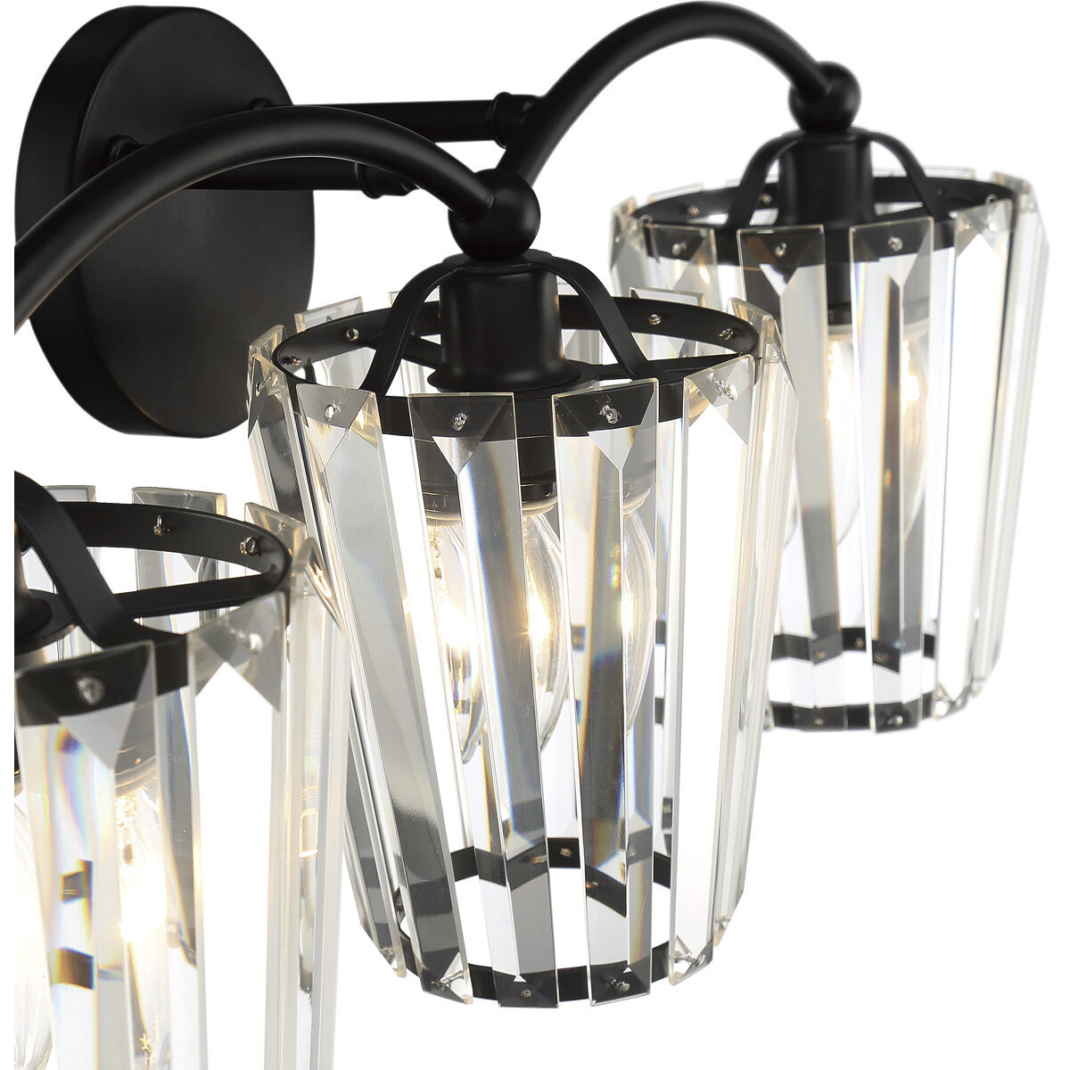 Natalia 3 Light 24.5 inch Black Vanity Light Wall Light