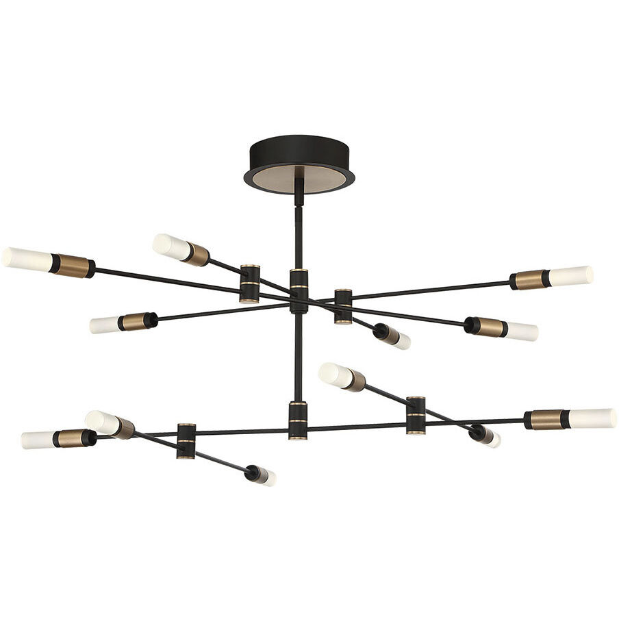 Albany LED 41 inch Brass and Black Chandelier Ceiling Light
