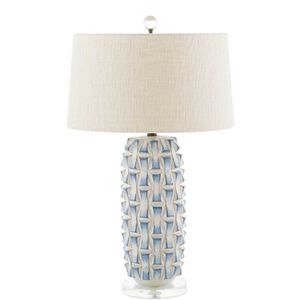 Kelly 30.5 inch Blue and White Ceramic / Burnished Bronze Table Lamp Portable Light