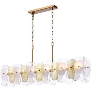 Strata 6 Light 53 inch Lacquered Gold Linear Chandelier Ceiling Light