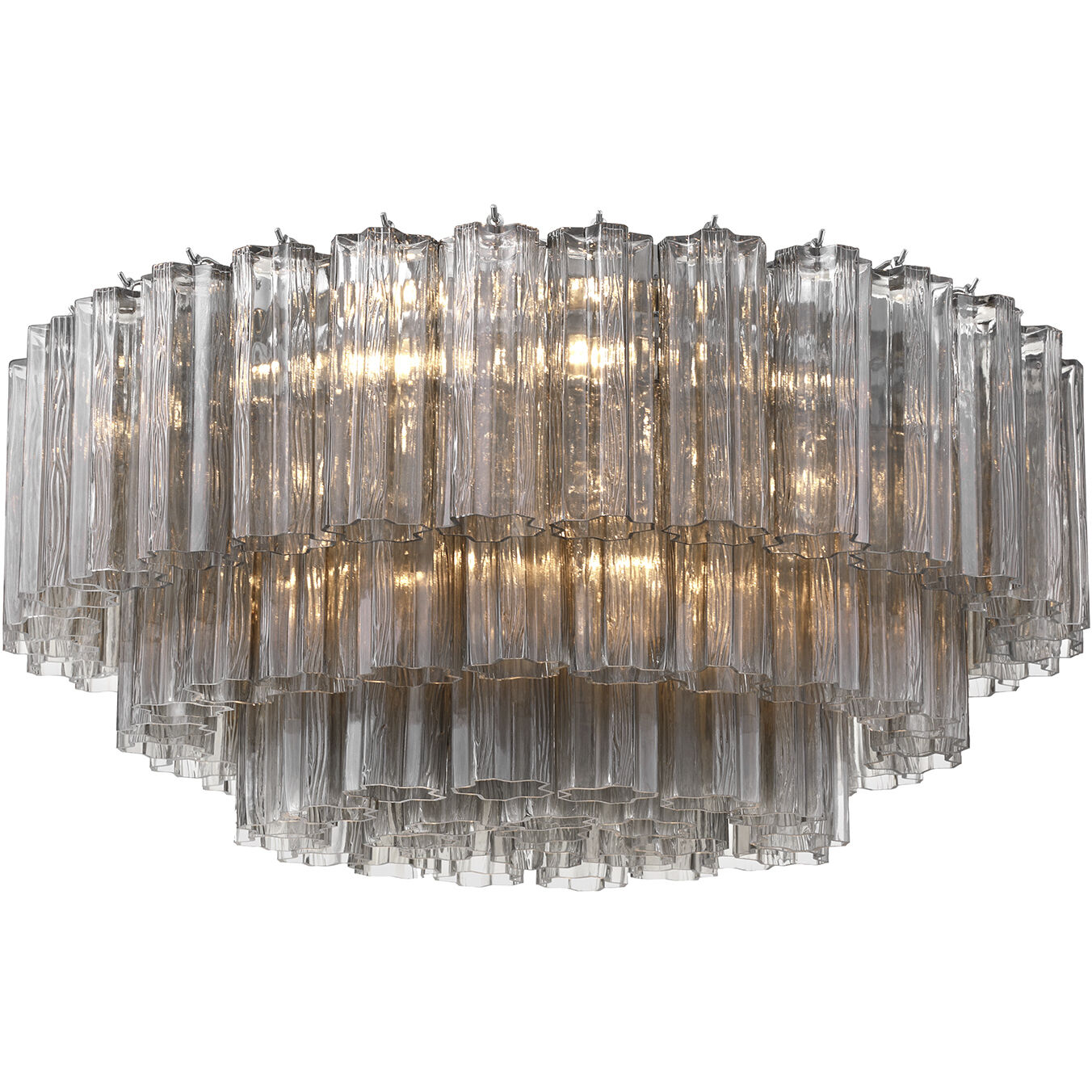 Addis 16 Light 32 inch Polished Chrome Flush Ceiling Light in Tronchi Glass Smoke