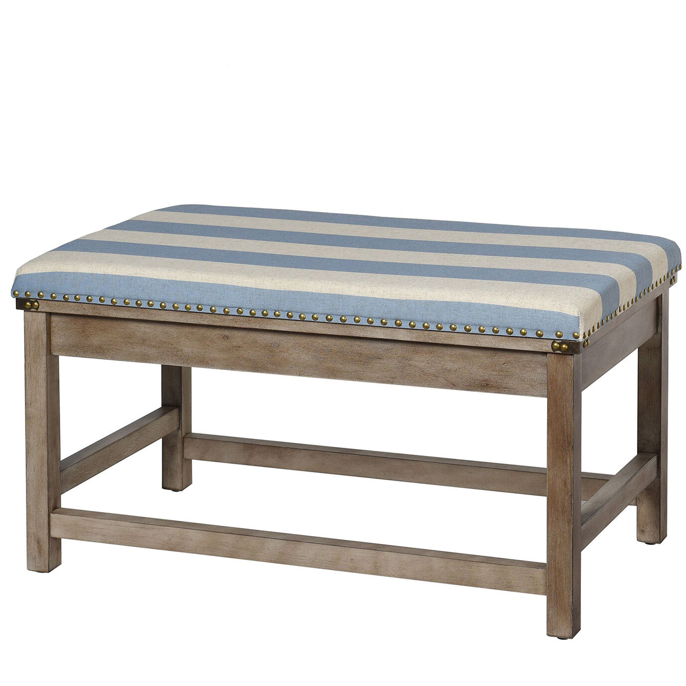 Bay St. Louis White Washed and Cream and Blue Bench