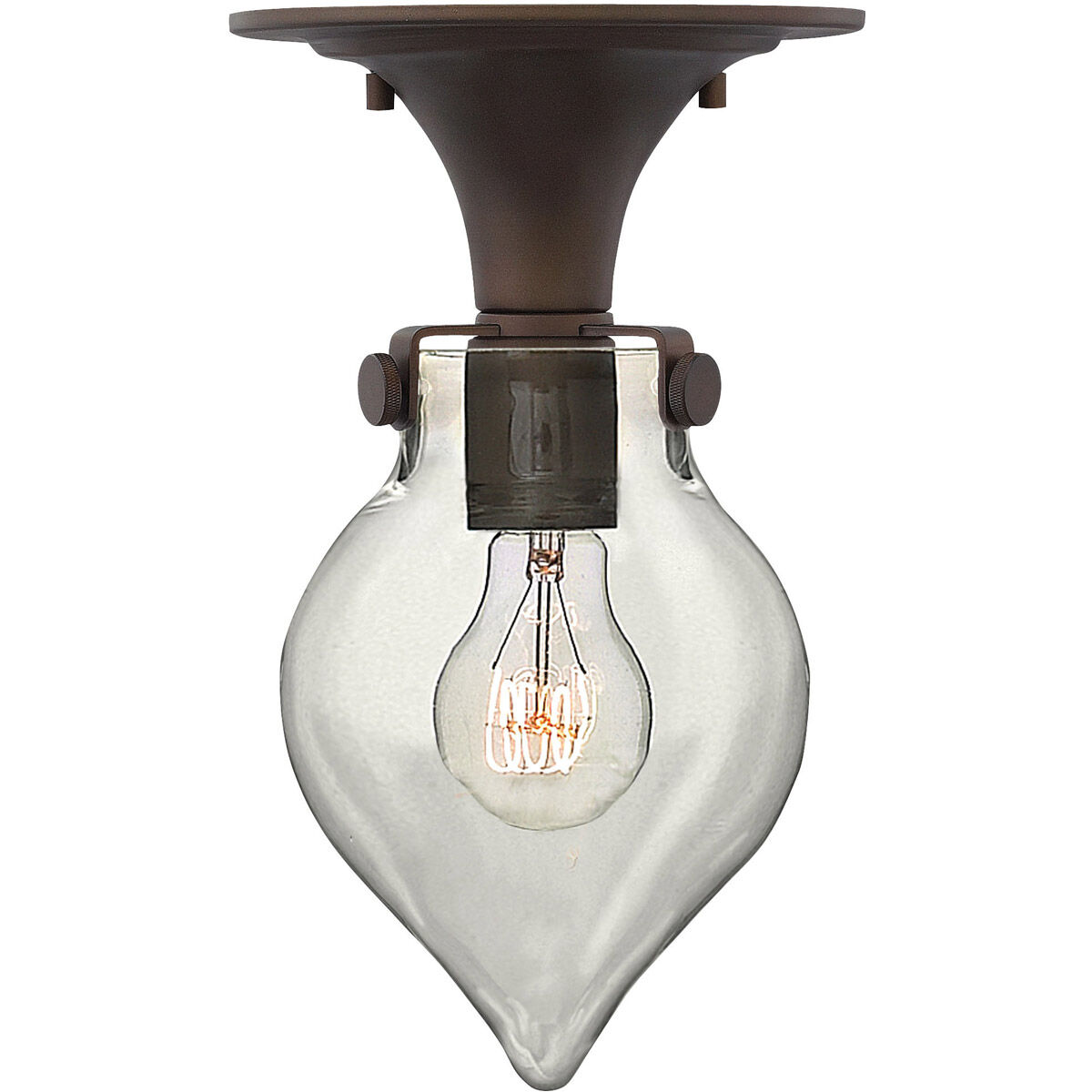 Congress 1 Light 7 inch Oil Rubbed Bronze Foyer Flush Mount Ceiling Light, Retro Glass