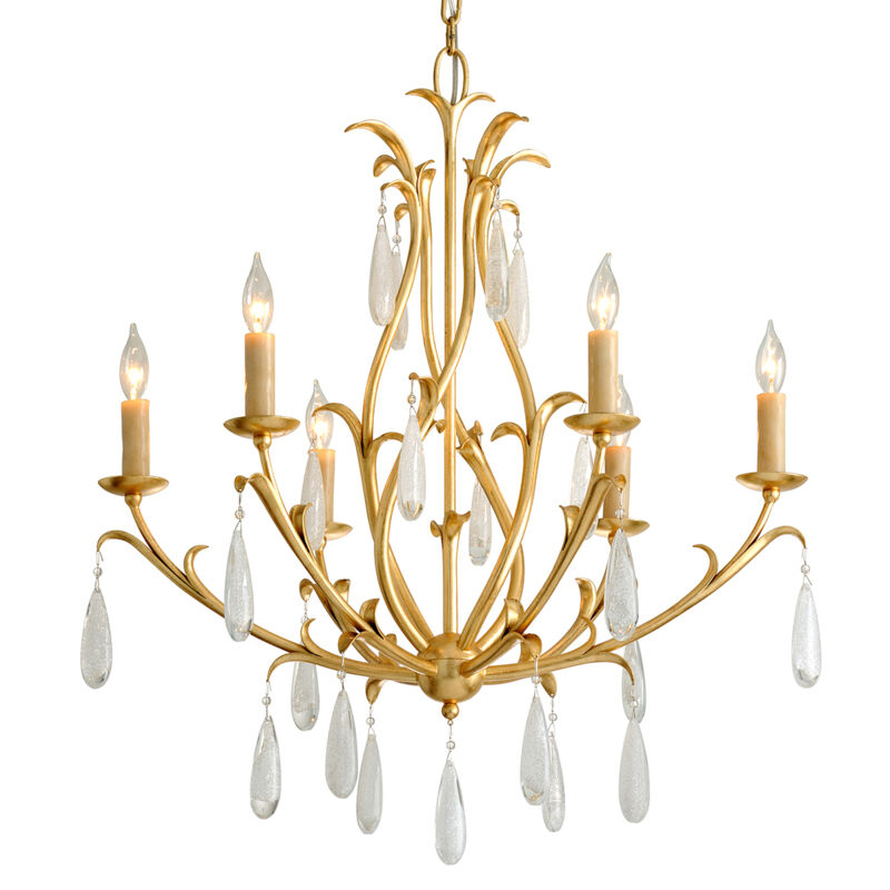 Prosecco 6 Light 30 inch Gold Leaf Chandelier Ceiling Light