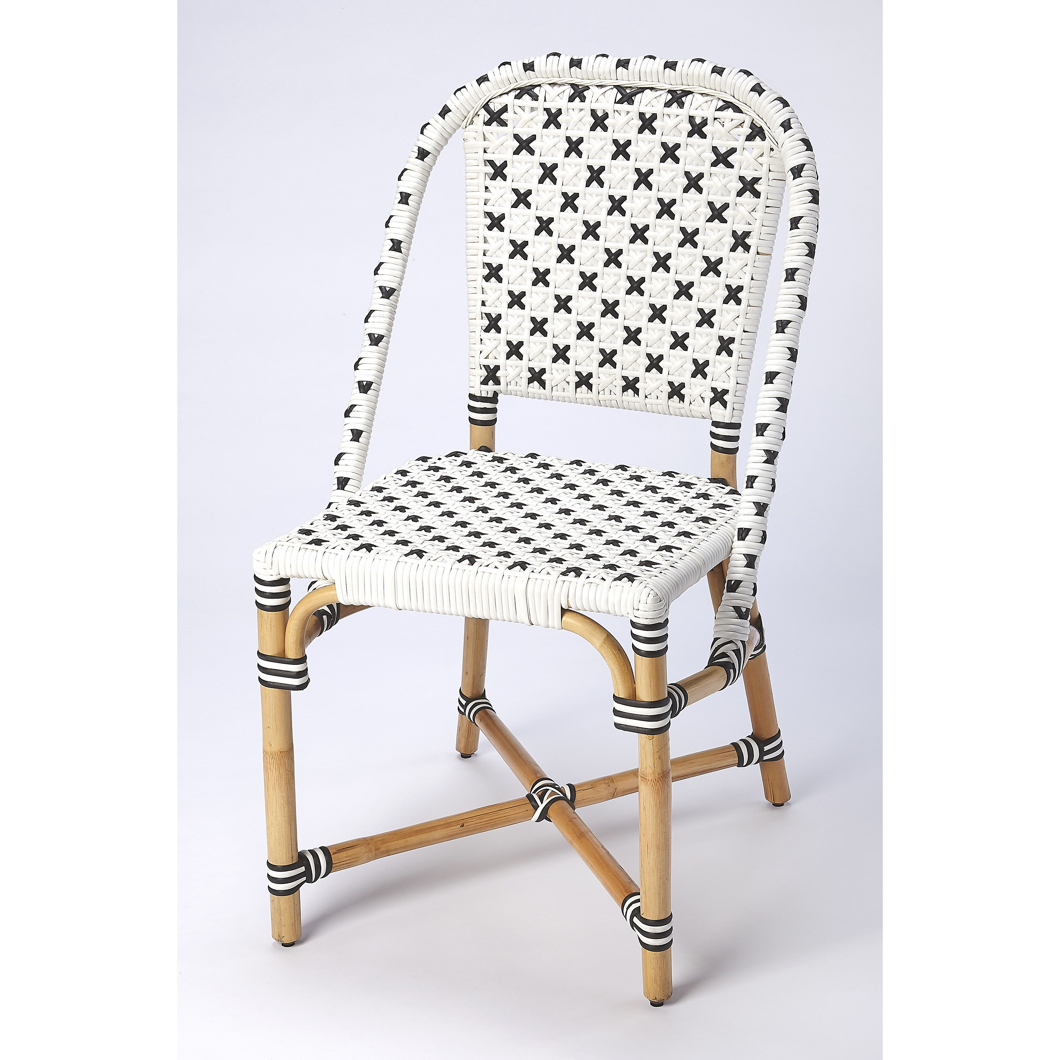 Designer'S Edge Tenor White & Black Rattan Accent Chair