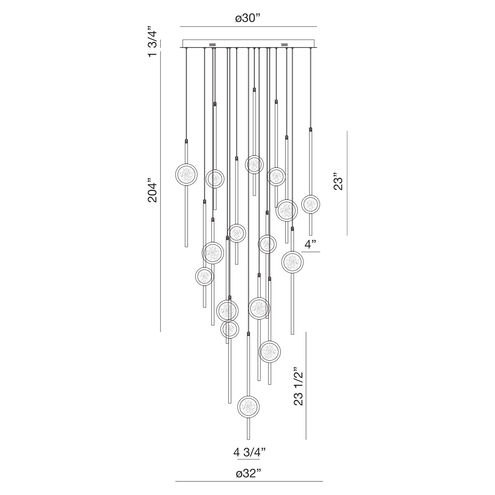 Barletta LED 32 inch Black Chandelier Ceiling Light