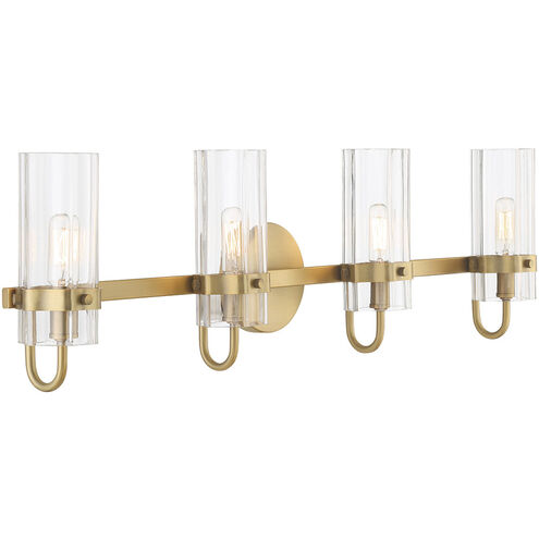 Brook 4 Light 31 inch Gold Vanity Light Wall Light