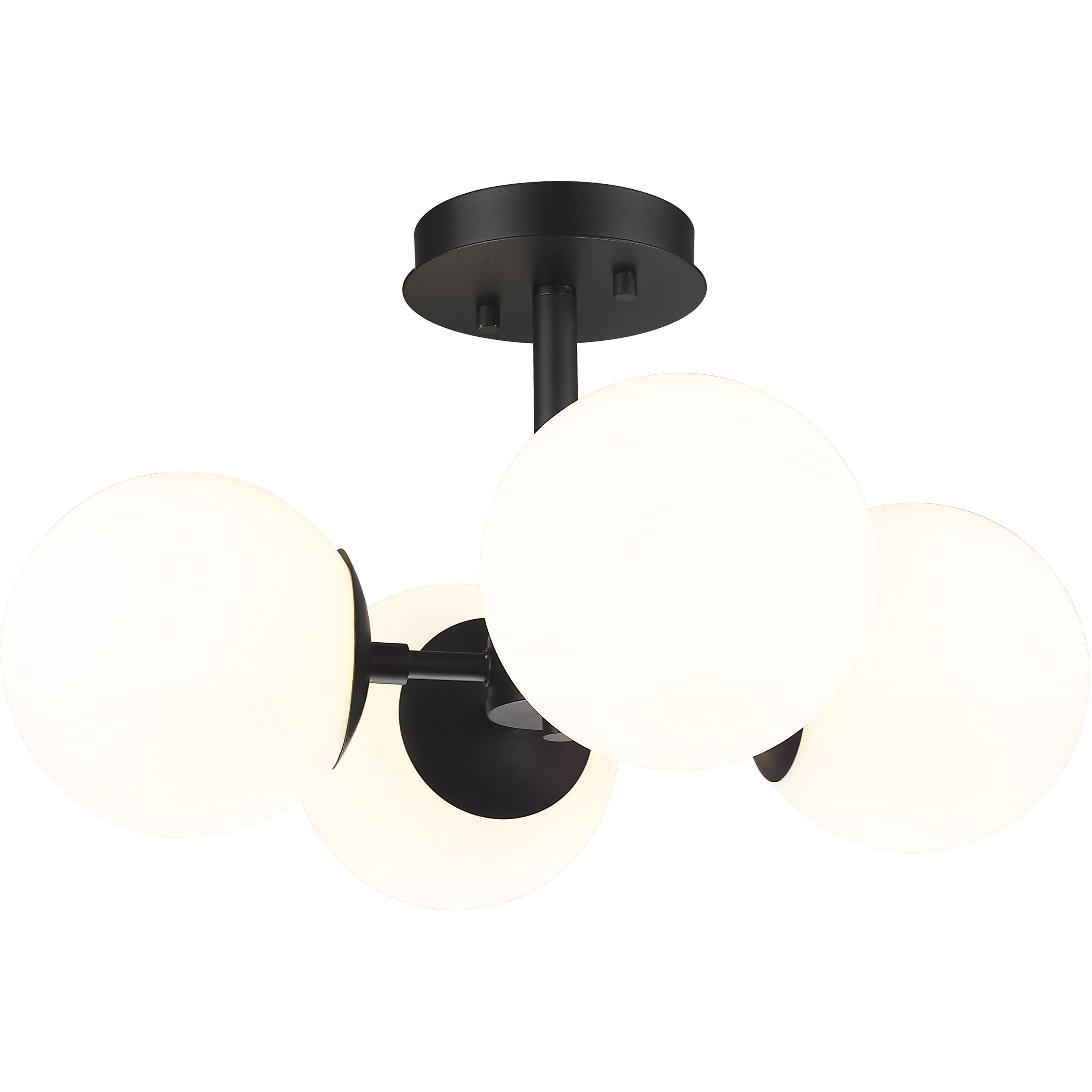 Midnetic 4 Light 18 inch Matte Black Semi Flush Mount Ceiling Light