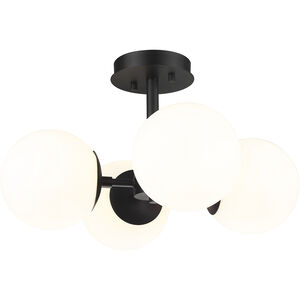 Midnetic 4 Light 18 inch Matte Black Semi Flush Mount Ceiling Light