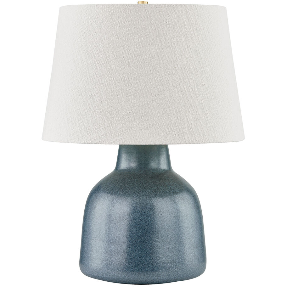 Ridgefield 26.5 inch 15 watt Aged Brass and Ceramic Textured Navy Table Lamp Portable Light