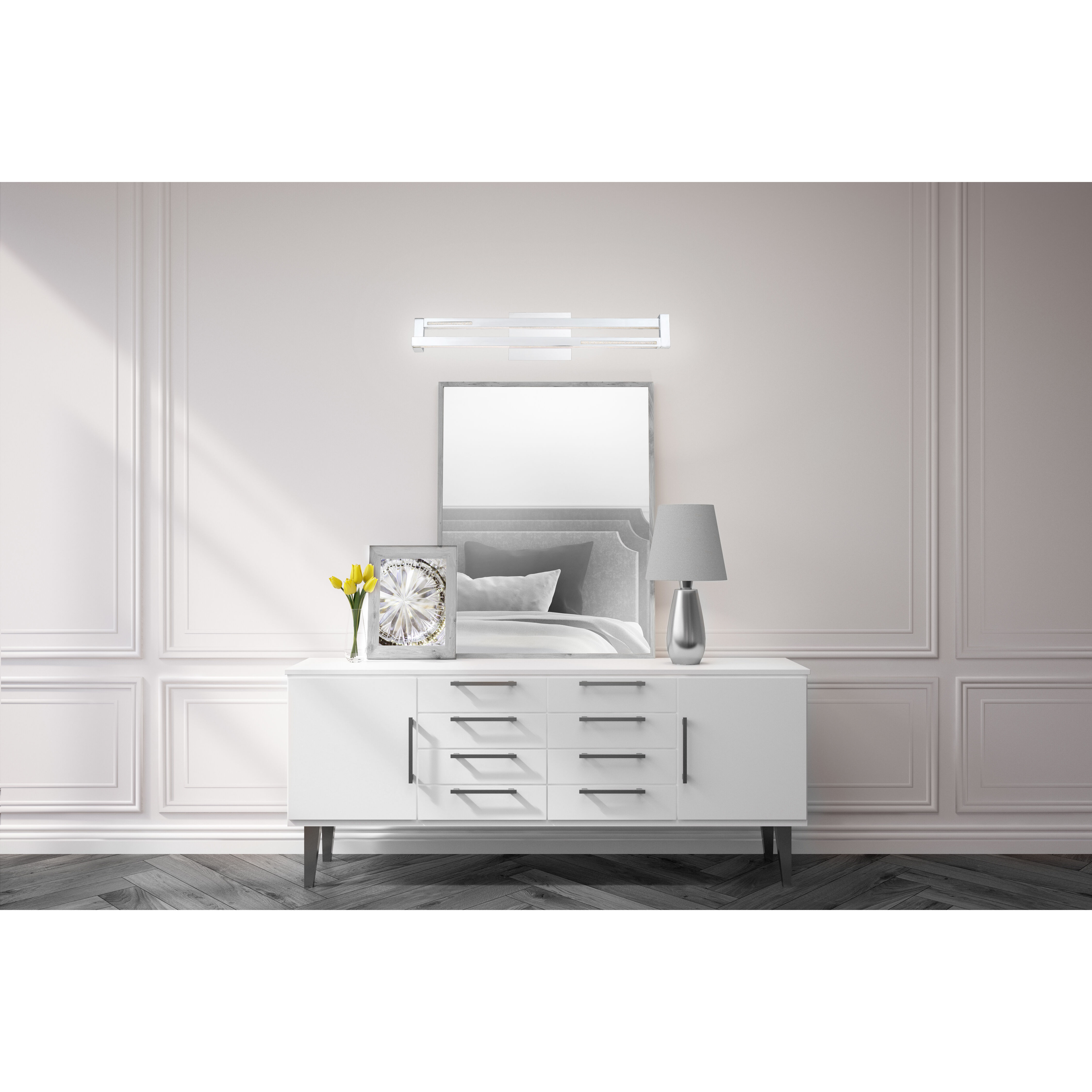 Clinton LED 27 inch Chrome Vanity Light Wall Light, Large