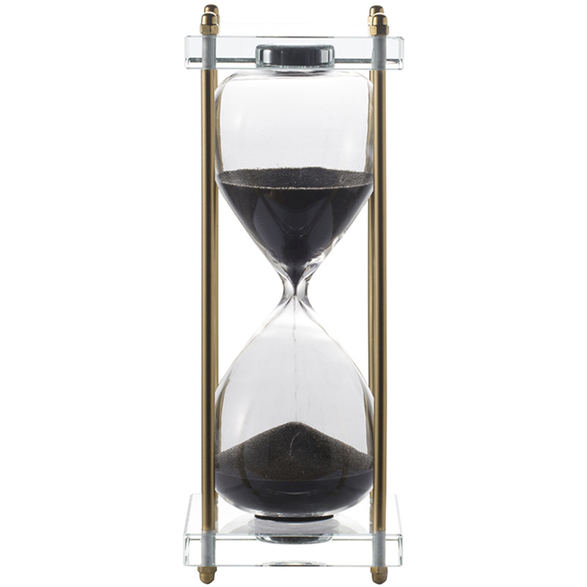 Modern Black and Clear and Brass Hourglass