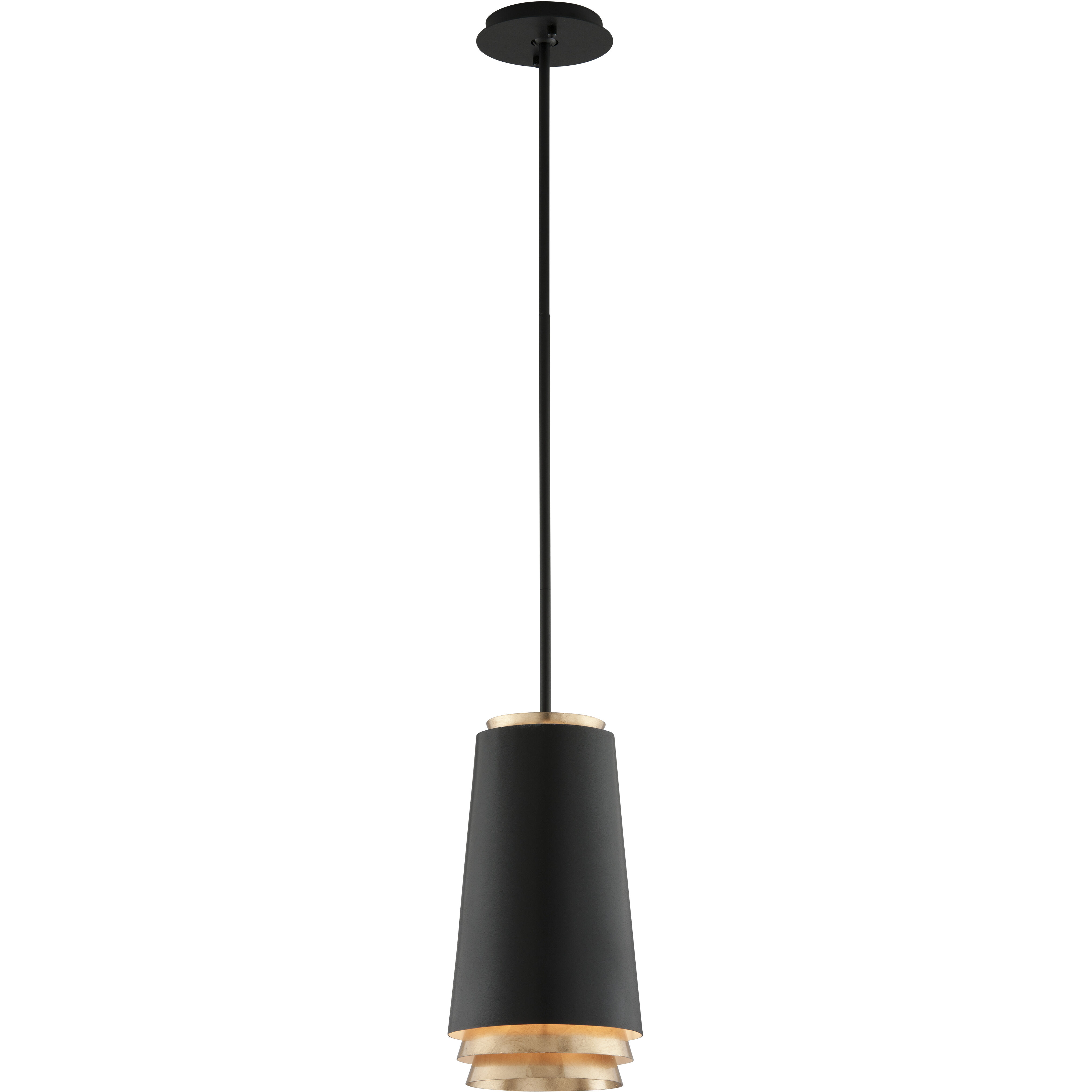 Fahrenheit LED 8.25 inch Textured Black and Vintage Gold Leaf Pendant Ceiling Light