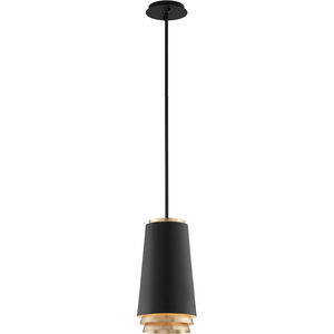 Fahrenheit LED 8.25 inch Textured Black and Vintage Gold Leaf Pendant Ceiling Light