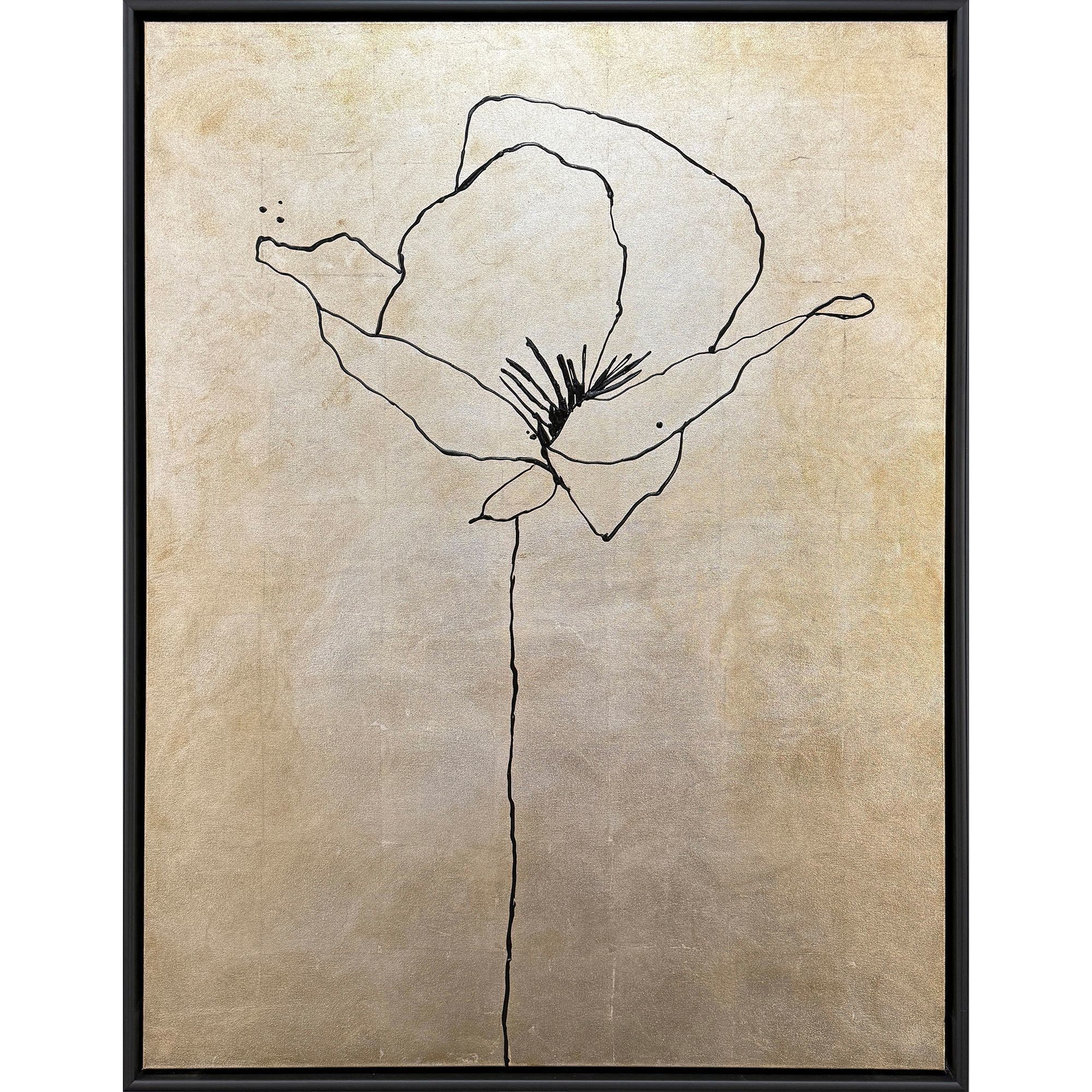 Silver Poppies Brown and Metallic Canvas, The Studio