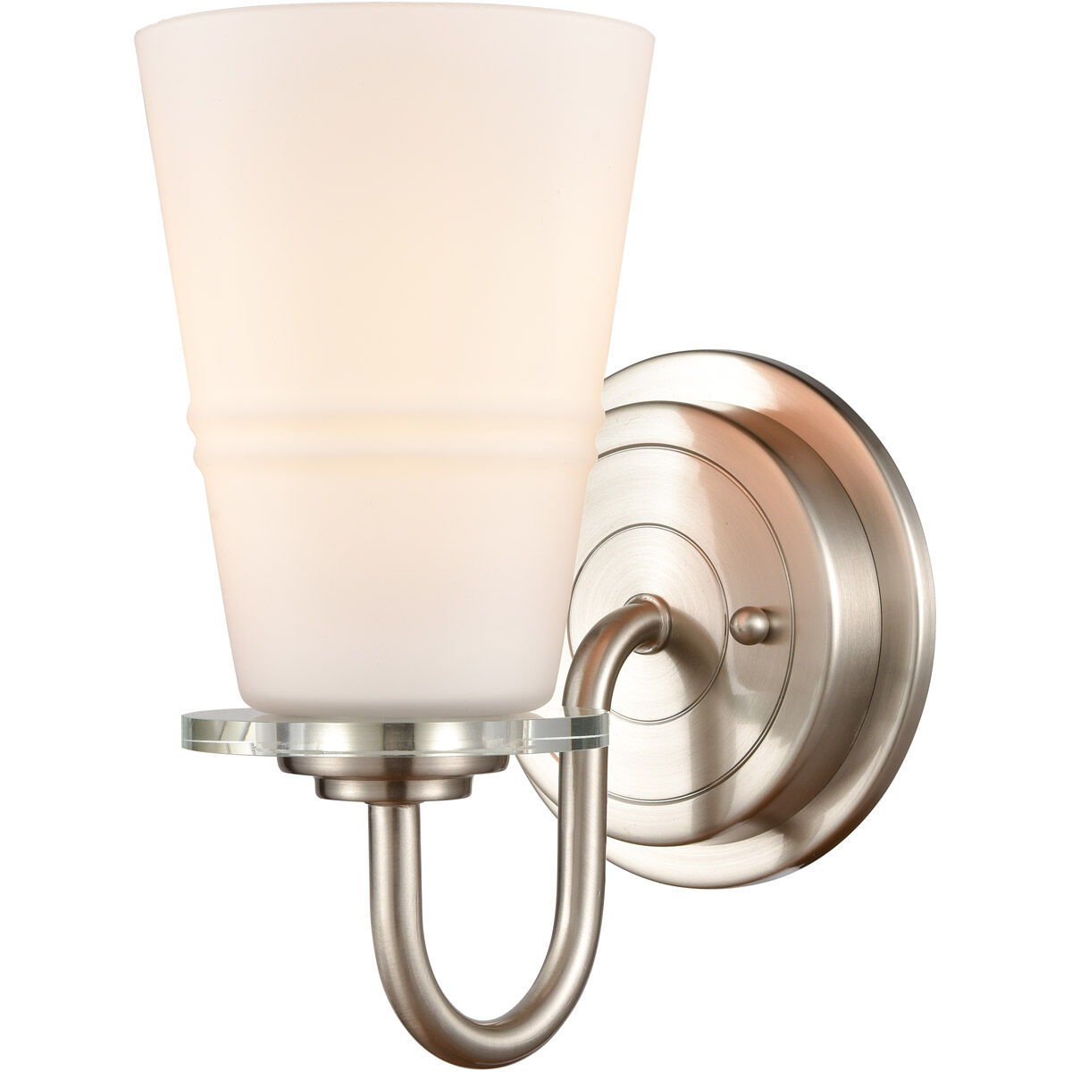 Scarlett 1 Light 5 inch Satin Nickel Bath Vanity Light Wall Light in White Glass