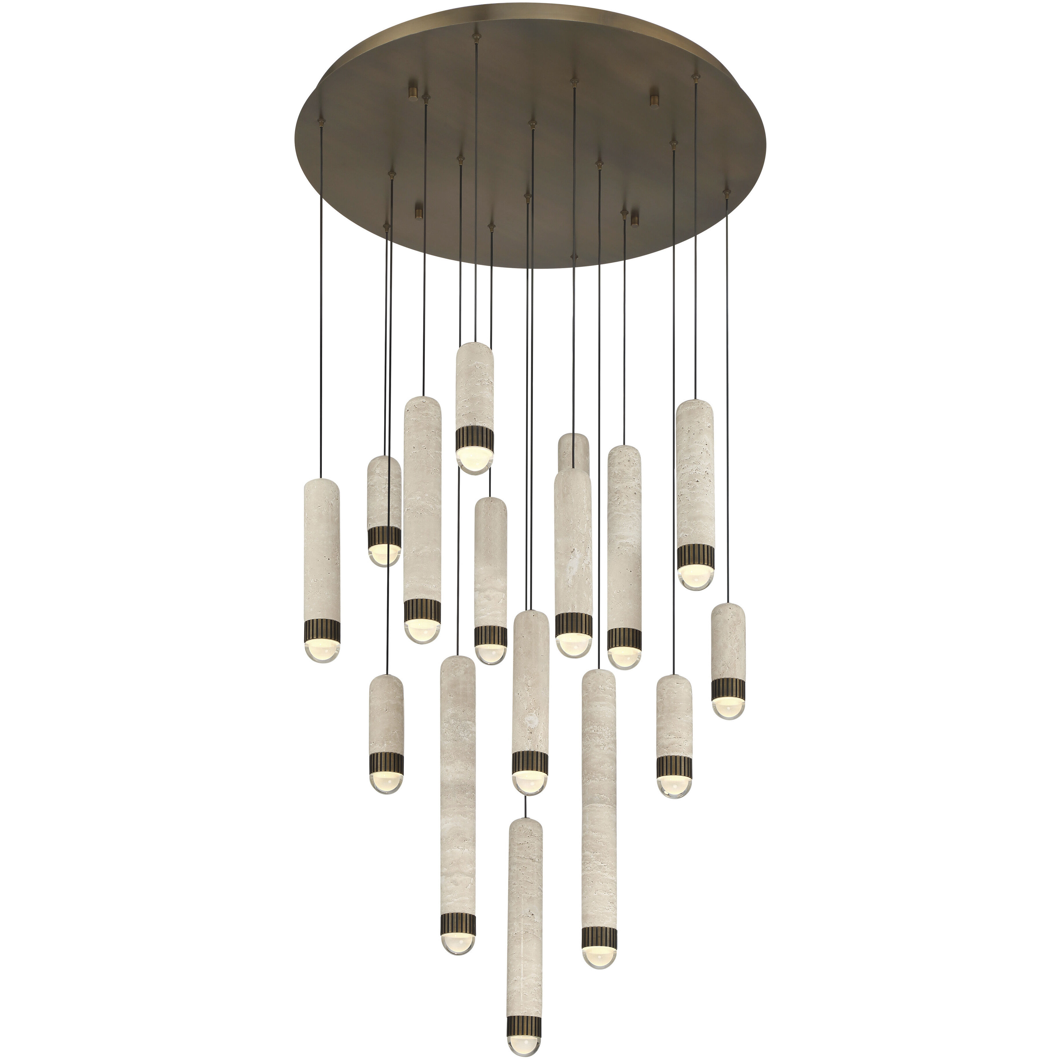 Cambre LED 32 inch Antique Brass Multi Drop Chandelier Ceiling Light