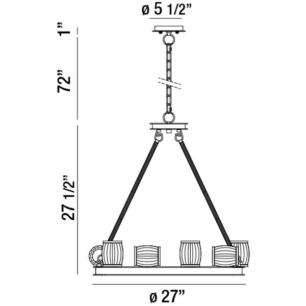 Barile 10 Light 27 inch Chrome/Black Chandelier Ceiling Light