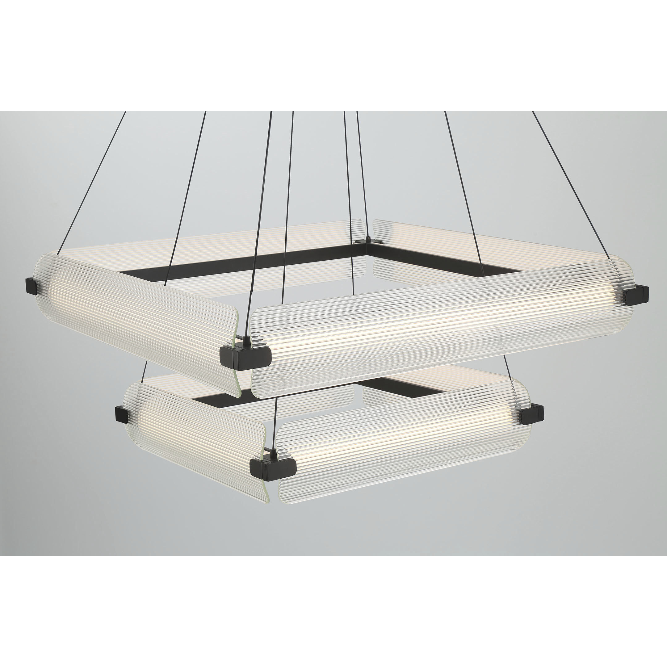 Neoness LED 34.25 inch Matte Black Grand Chandelier Ceiling Light in Clear