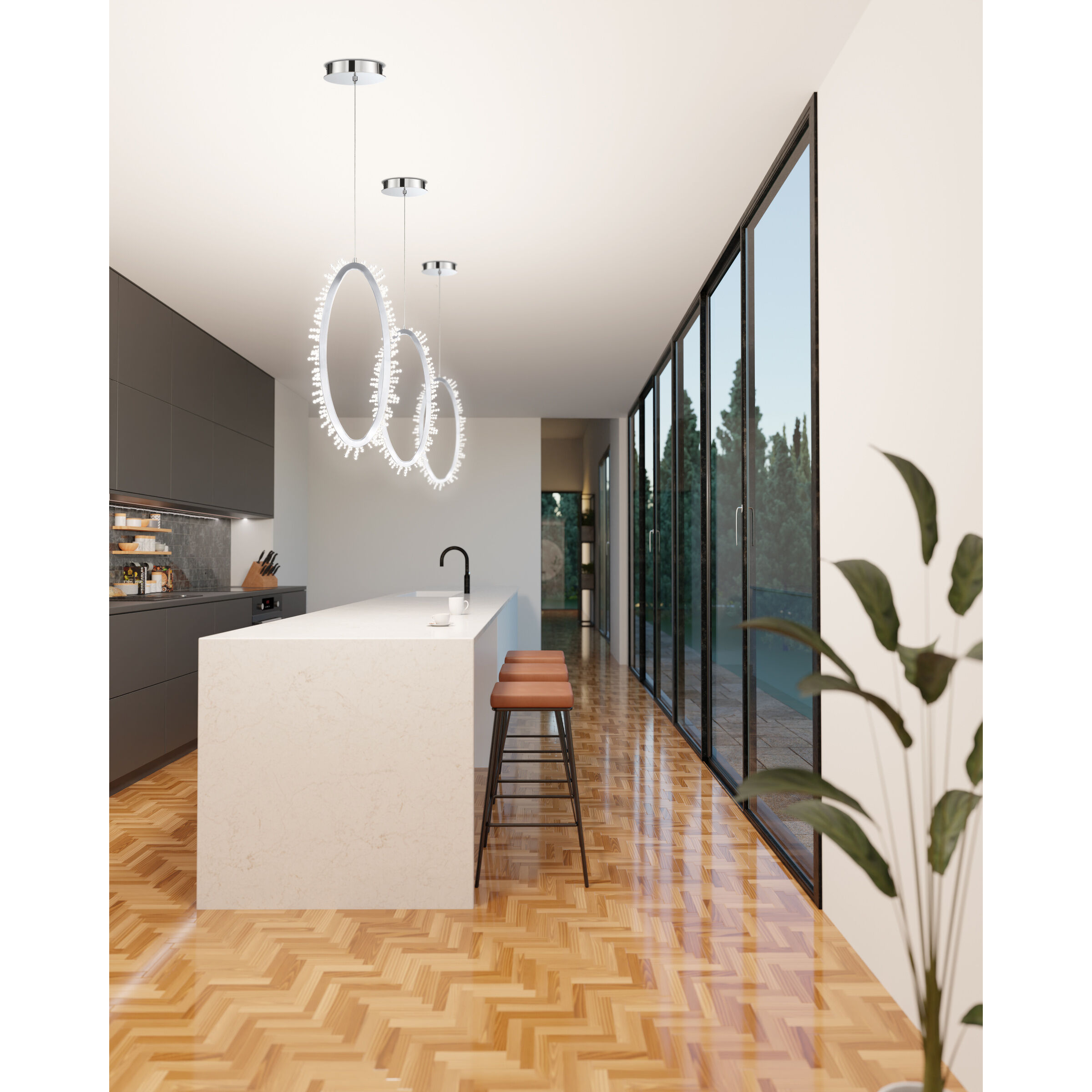 Scoppia LED 1.25 inch Chrome Pendant Ceiling Light