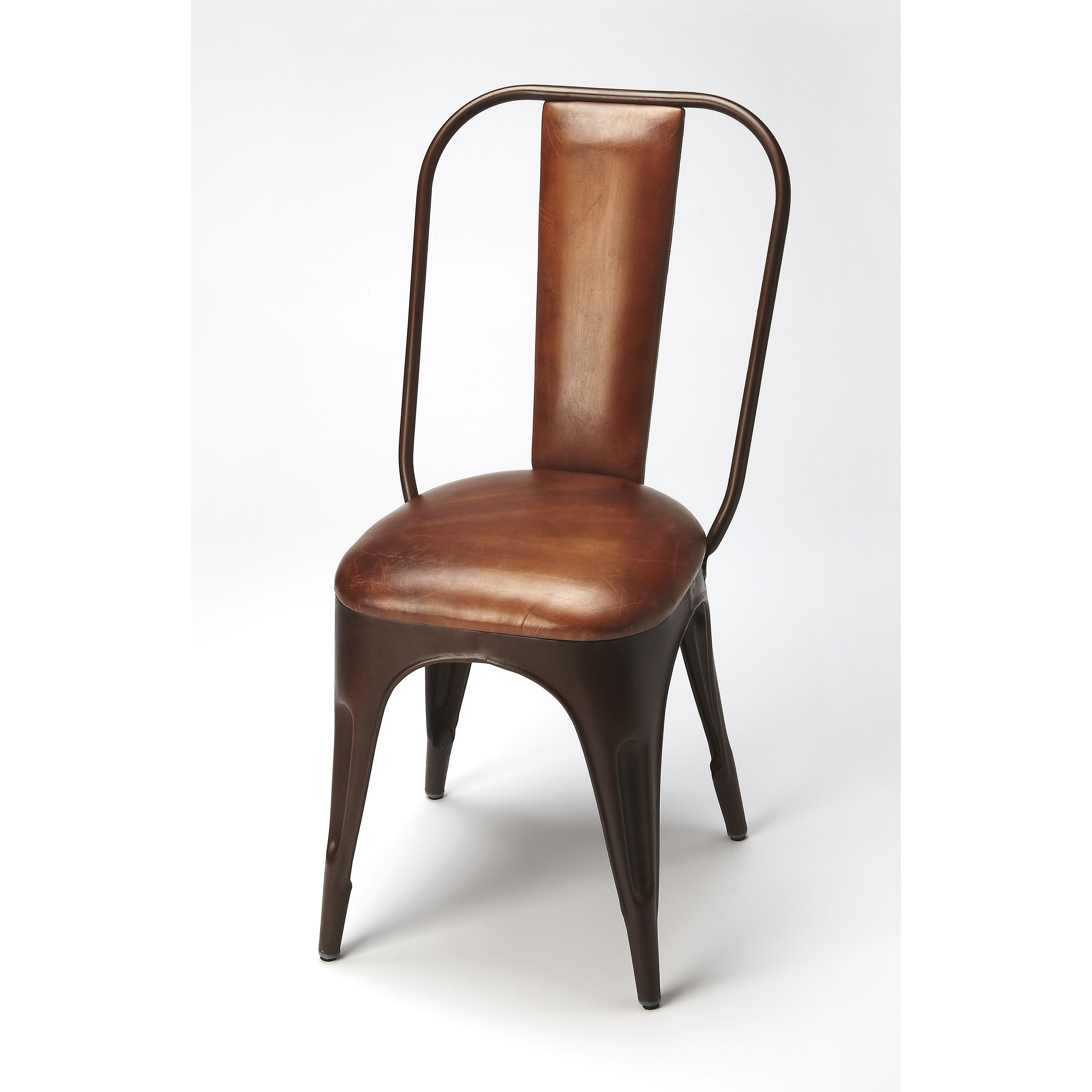 Industrial Chic Riggins Iron & Leather Brown Leather Accent Chair