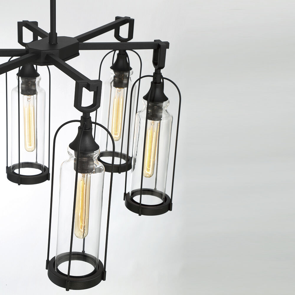 Yasmin 6 Light 20 inch Satin Black Outdoor Chandelier