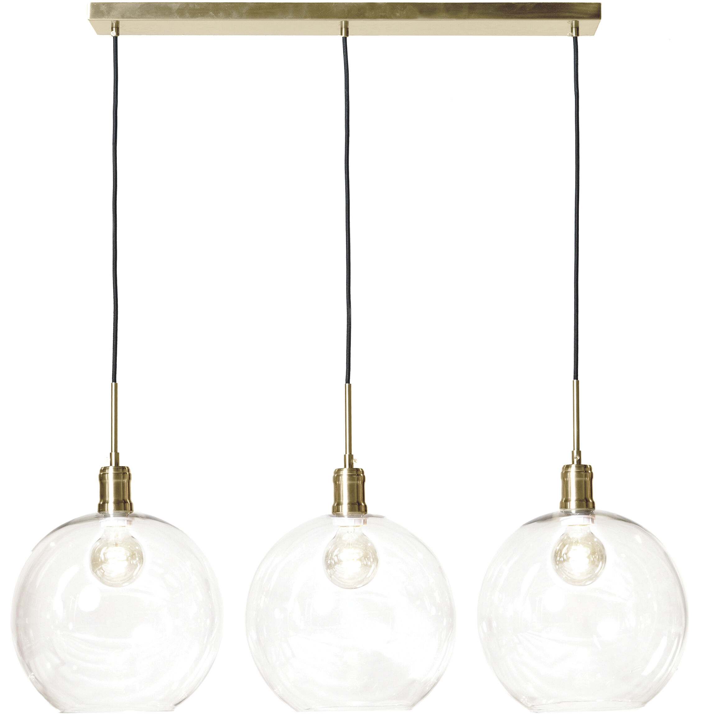 Luca 3 Light 37.5 inch Polished Brass and Clear Pendant Ceiling Light