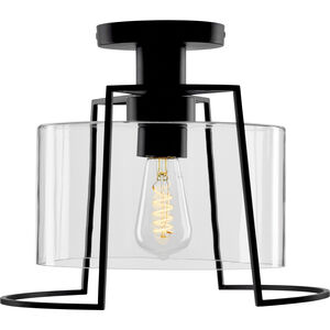 Cere 1 Light 13 inch Matte Black with Clear Semi Flush Mount Ceiling Light