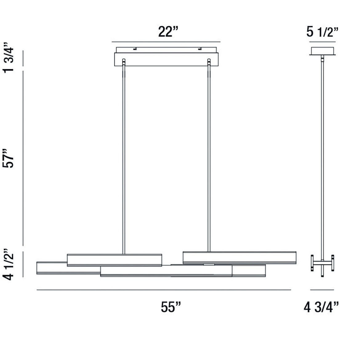 Cameno Linear Chandelier Ceiling Light in Gold, Large